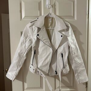 Superdown White Leather Jacket